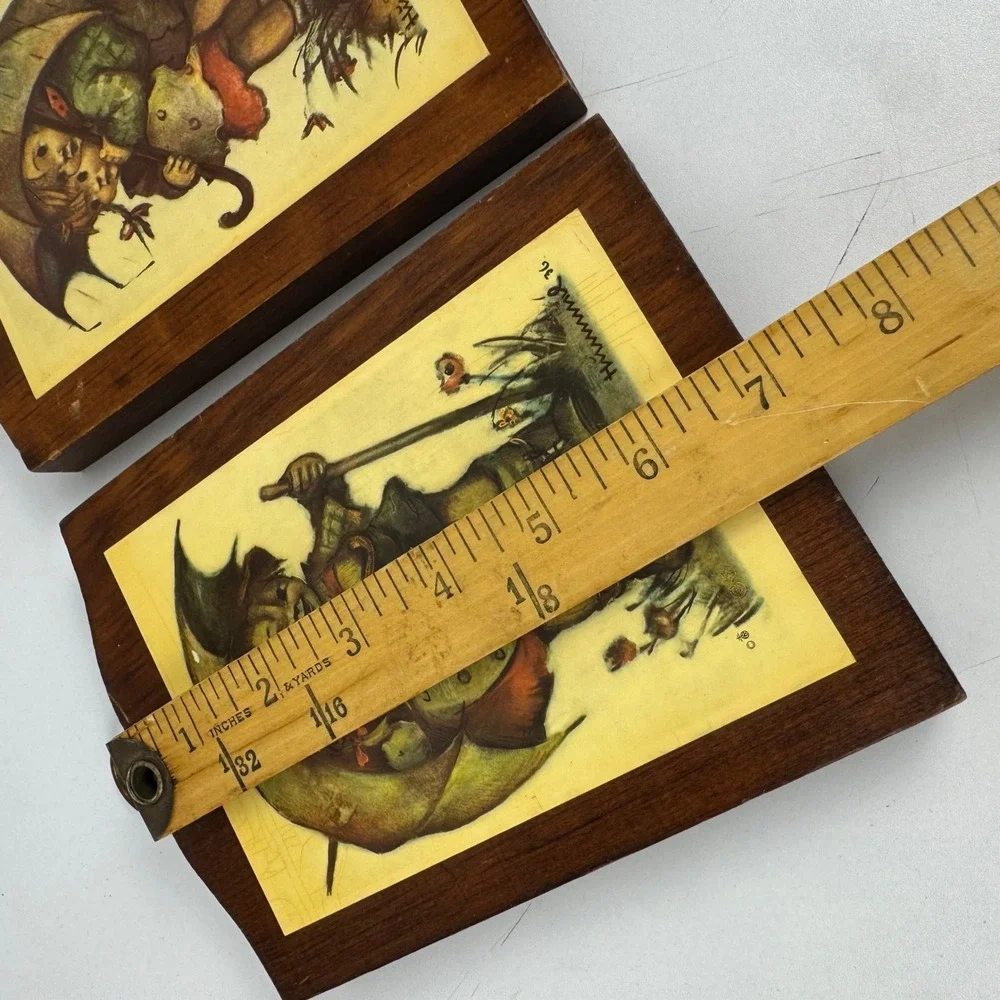 Vintage Hummel Wood Wall Plaques Pair‎ Umbrella Boy and Girl Art Prints Goebel